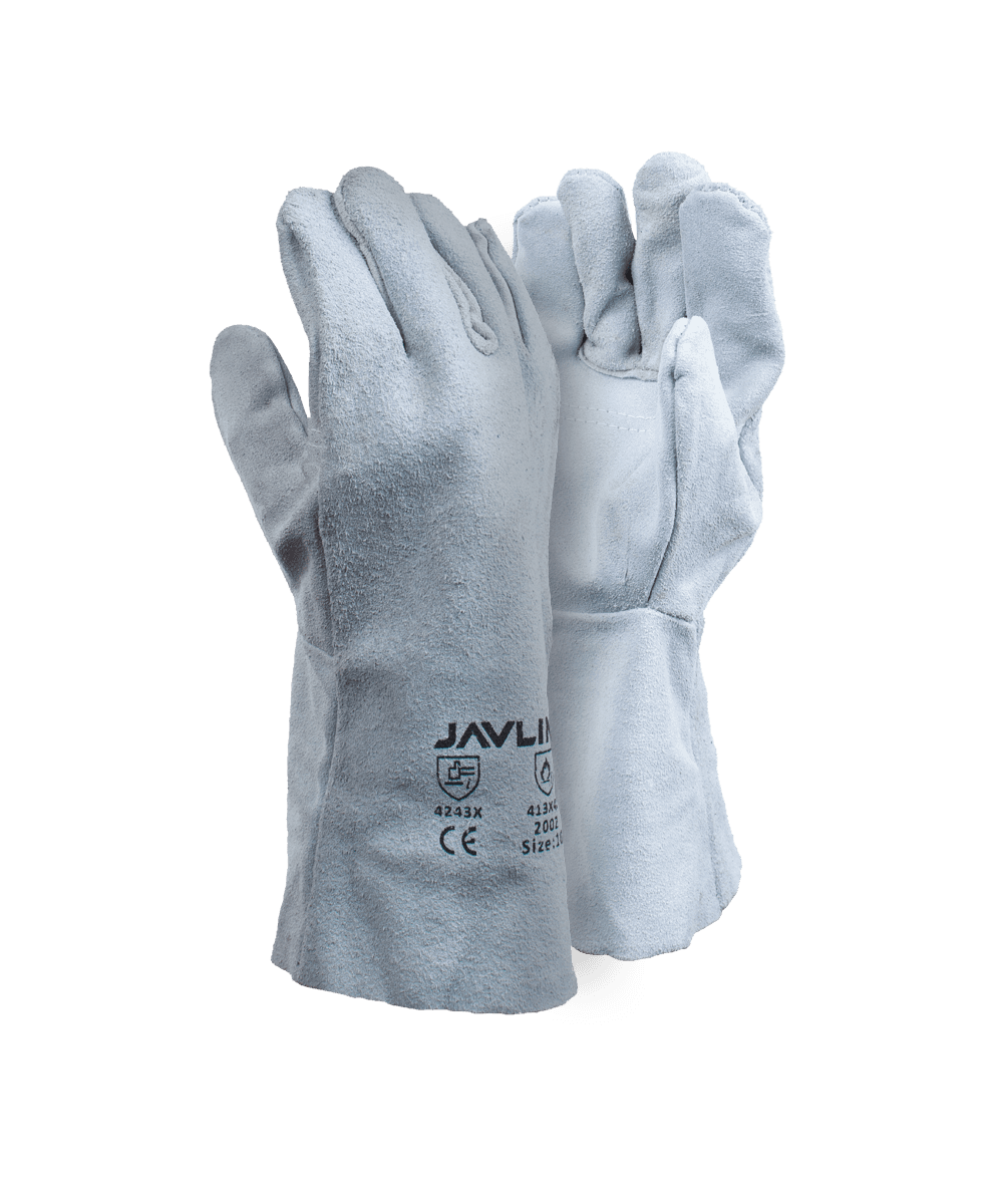 Chrome Leather Double Palm Gloves – 20cm Cuff