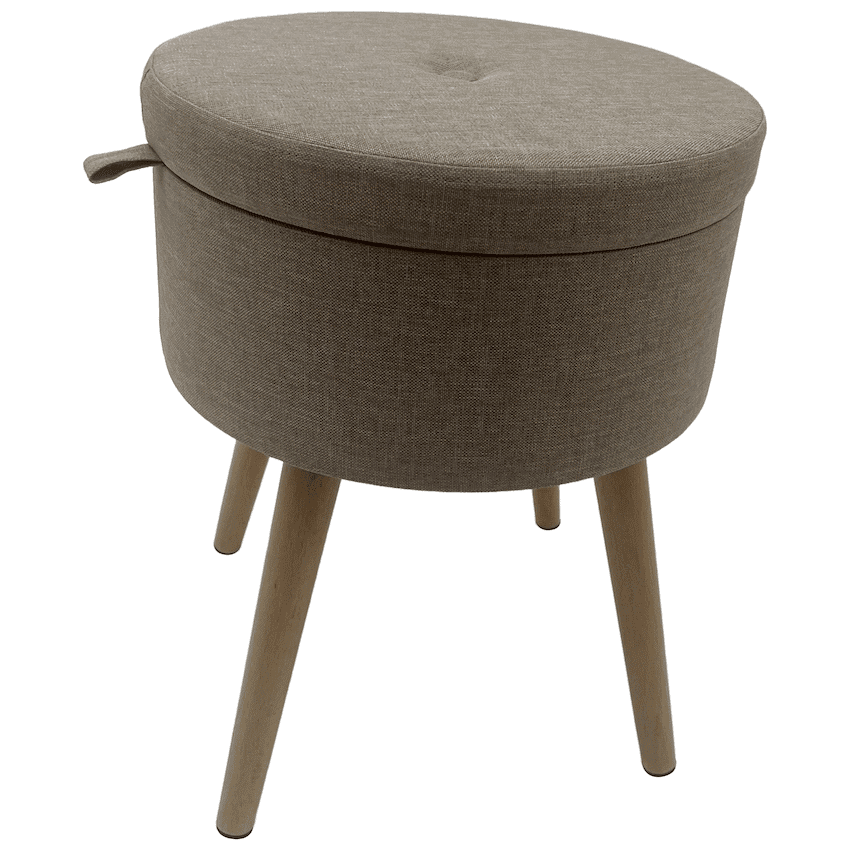 Sophie Round Storage Stool with Wooden Legs