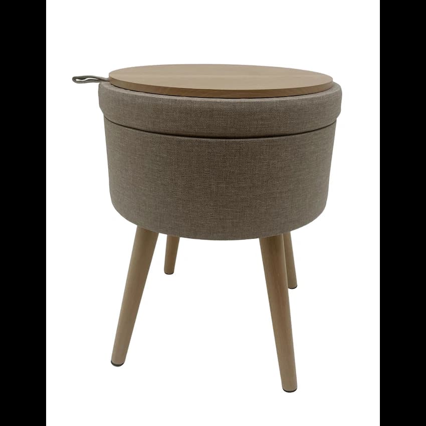 Sophie Round Storage Stool with Wooden Legs thumbnail 2