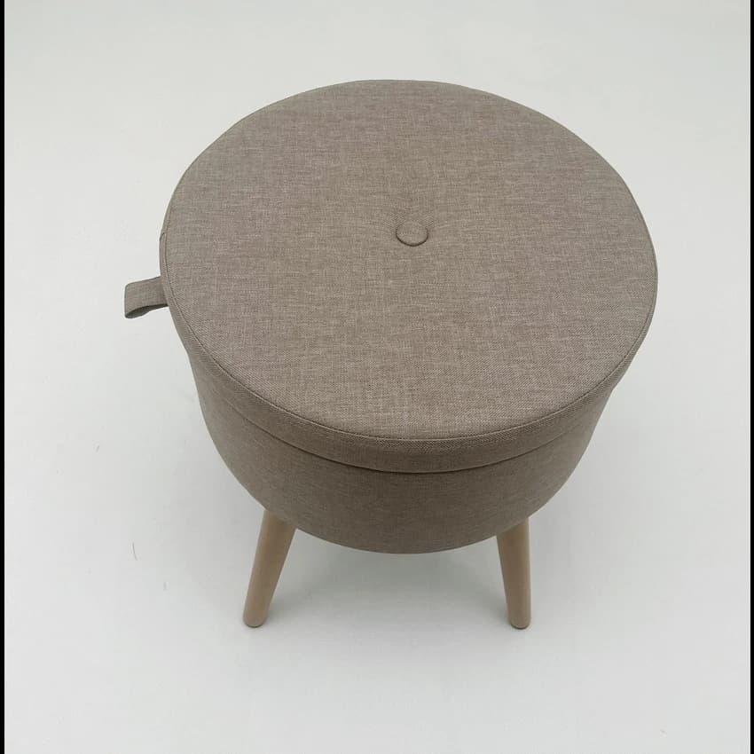 Sophie Round Storage Stool with Wooden Legs thumbnail 4