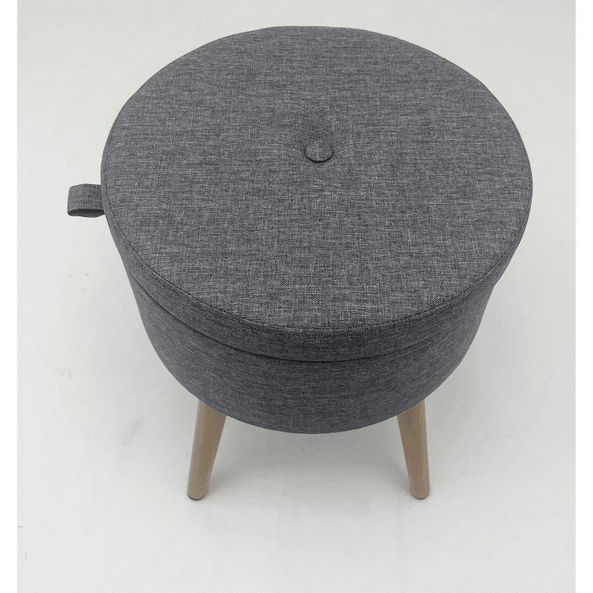 Sophie Round Storage Stool with Wooden Legs thumbnail 12