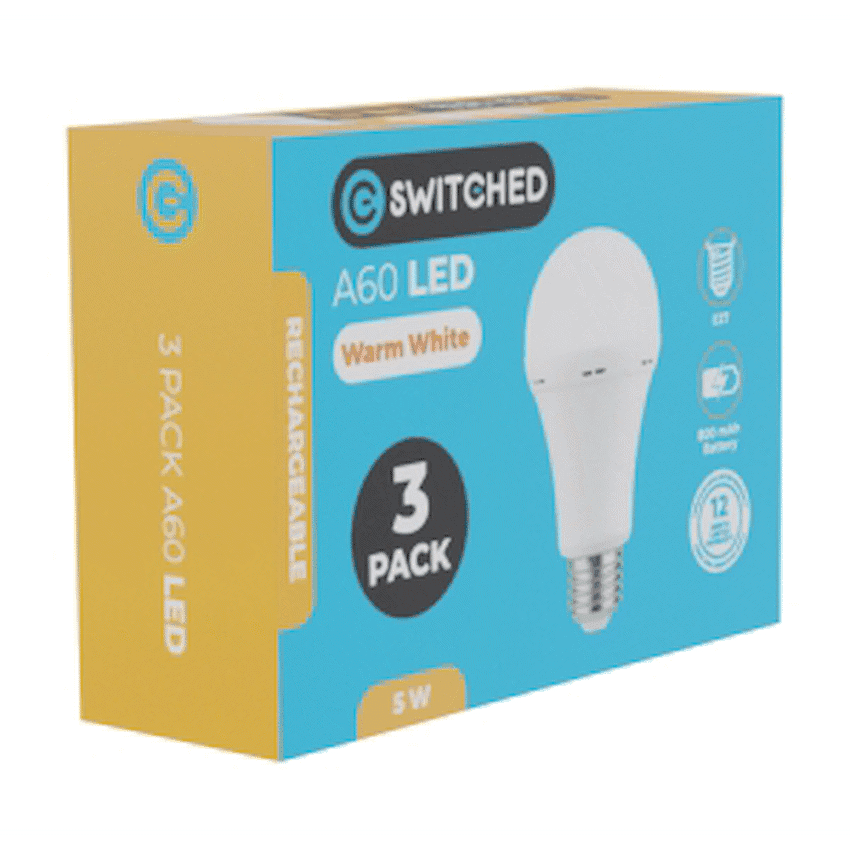 SWITCHED 5W A60 Rechargeable E27 LED Light Bulb CW thumbnail 5