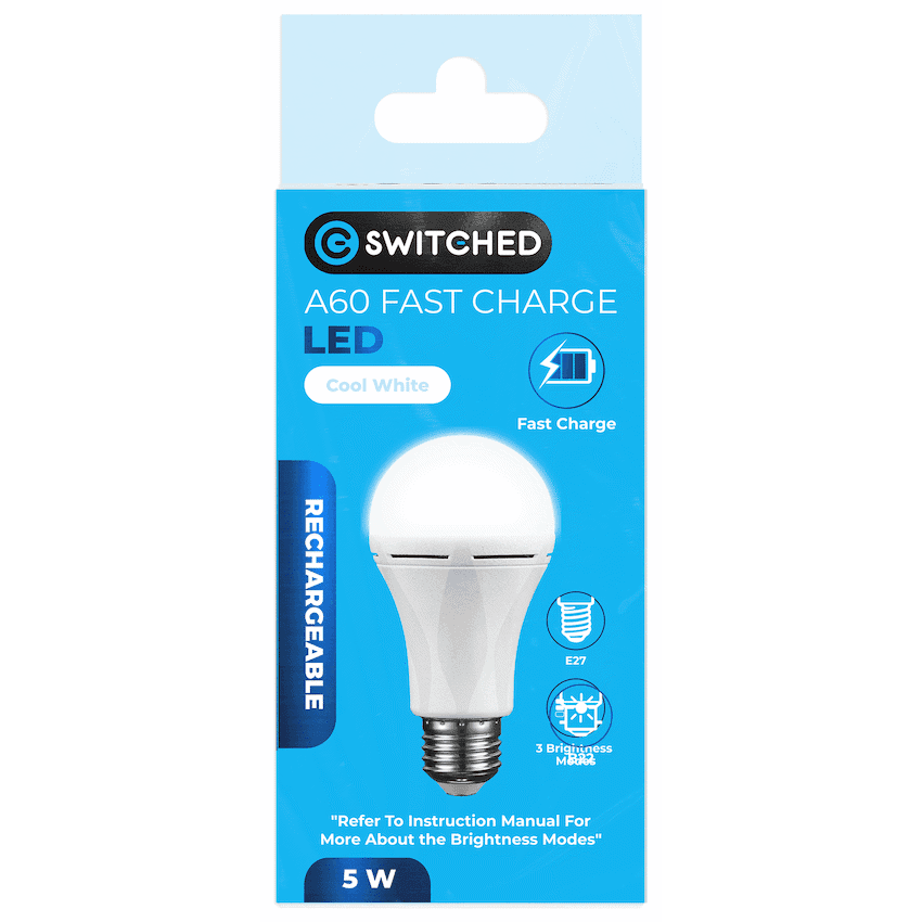 Switched 5w A60 Rechargeable Fast Charge E27 LED thumbnail 5