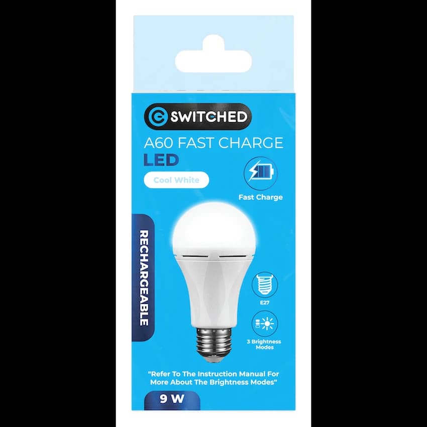 Switched 9w A60 Rechargeable Fast Charge E27 LED CW thumbnail 5