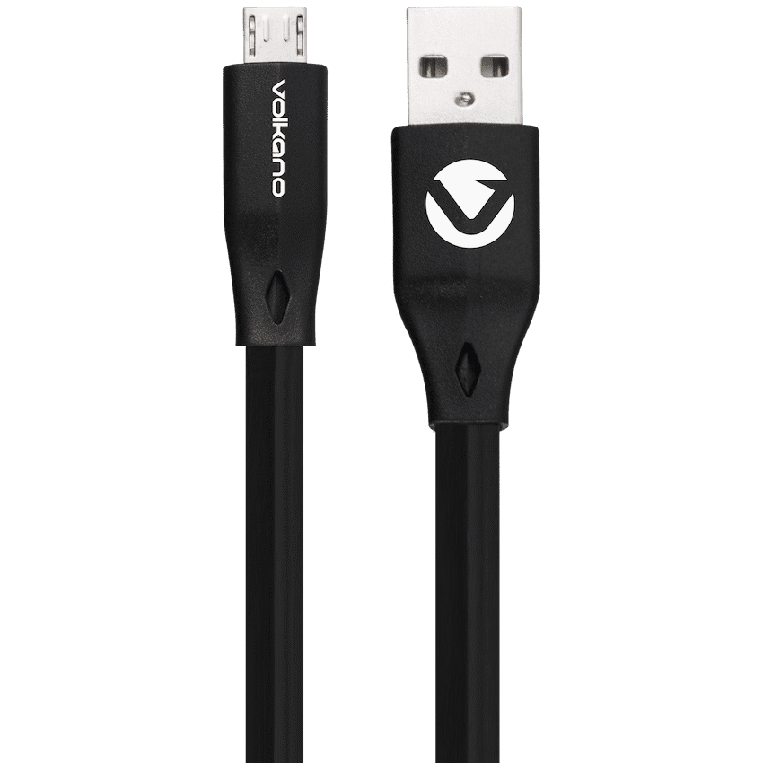 Volkano Slim Series Flat PVC Micro USB Cable 1.2m – Black