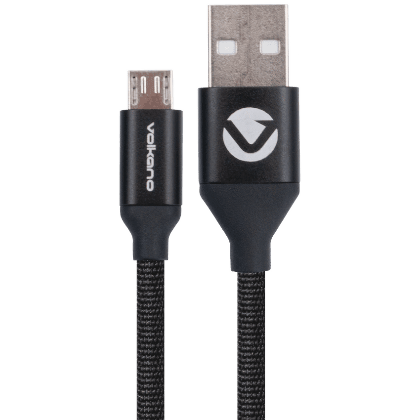 Volkano Weave Series Fabric Braided Micro USB Cable 1.2m – Black
