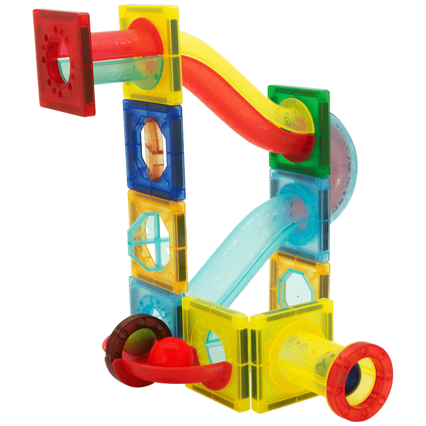 45 Magnetic Tiles and Marble Run Parts