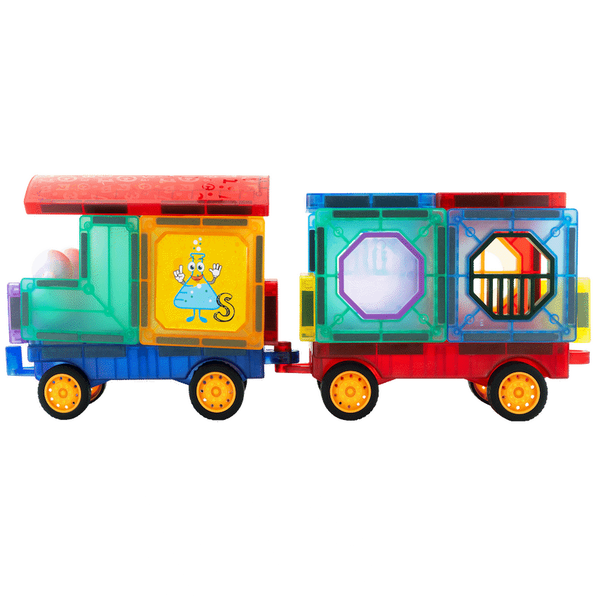 43 Magnetic Tiles with Windows and Car Parts