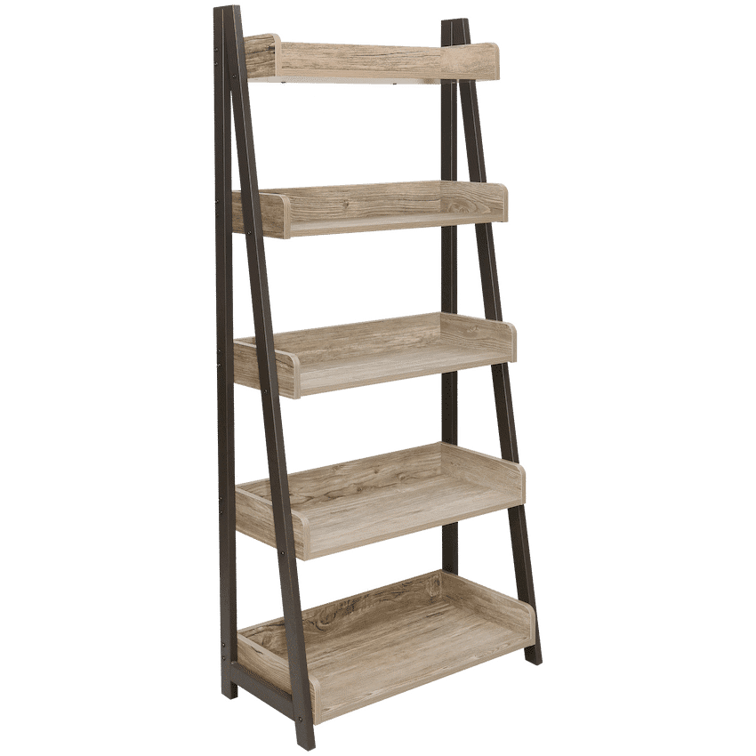 Everfurn Aegla 5-Tier Bookshelf – High Pressure Laminate with Powder-Coated Frame