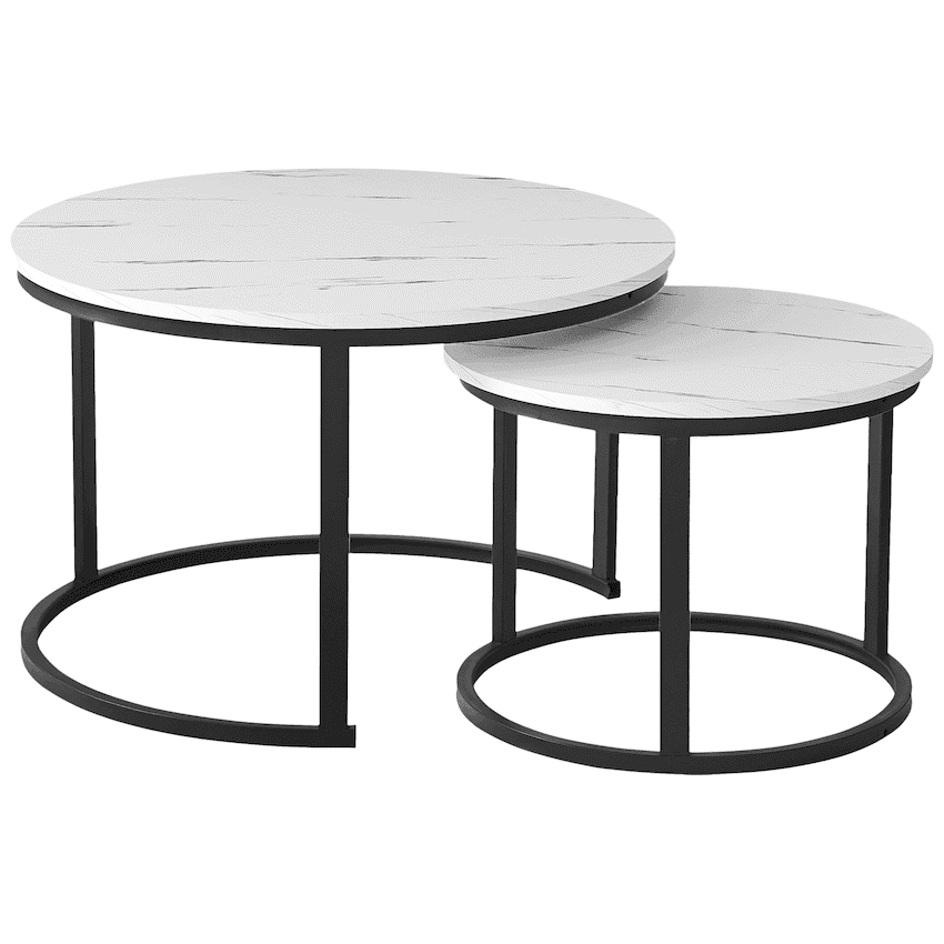 Everfurn Indus Nesting Coffee Table – White (2 Piece)