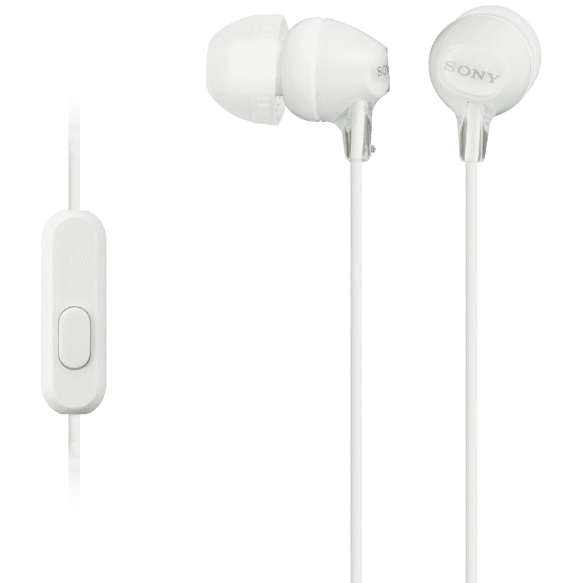 Sony MDR-EX15AP (White) InEar Earphone with Mic for iPhone – Android – Blackberry