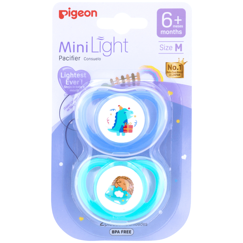 Pigeon – MINILIGHT PACIFIER (2 PC) M DINO B/DAY/ HEDGEHOG