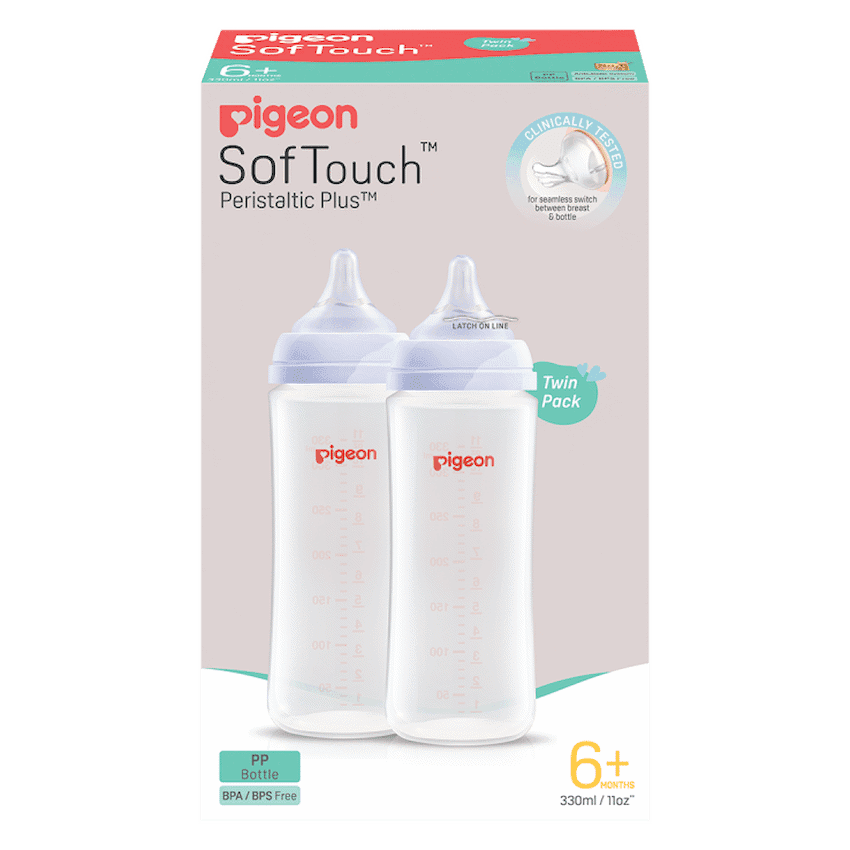 PIGEON SOFTOUCH BOTTLE PP 330ML (L) TWIN PACK