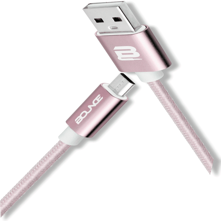 Bounce Cord Series Micro USB Braided Cable 1.2m – Rose Gold