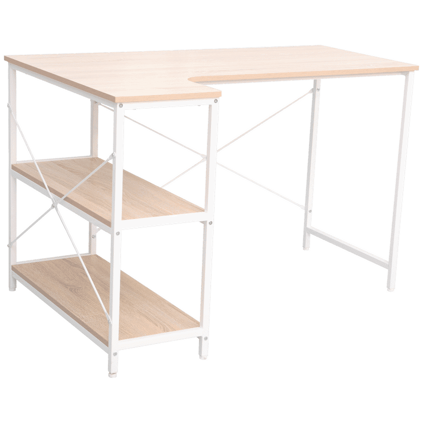 Everfurn Anthony Work Desk – Light Oak and White Frame