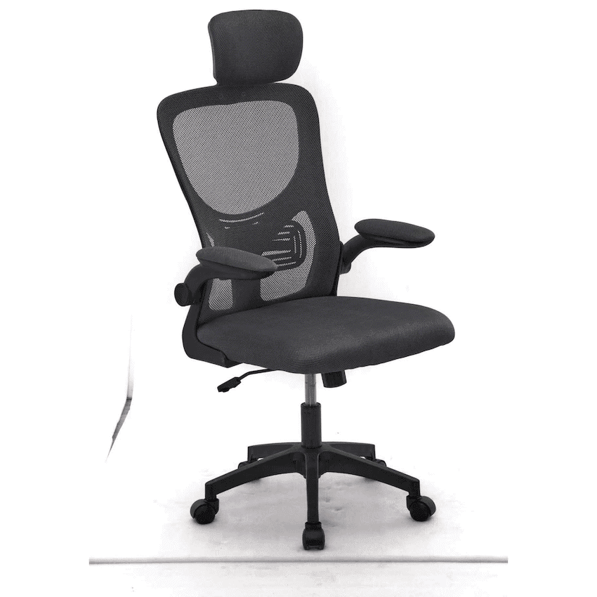 Everfurn Kira High Back Office Chair with Headrest – Grey with Black Frame
