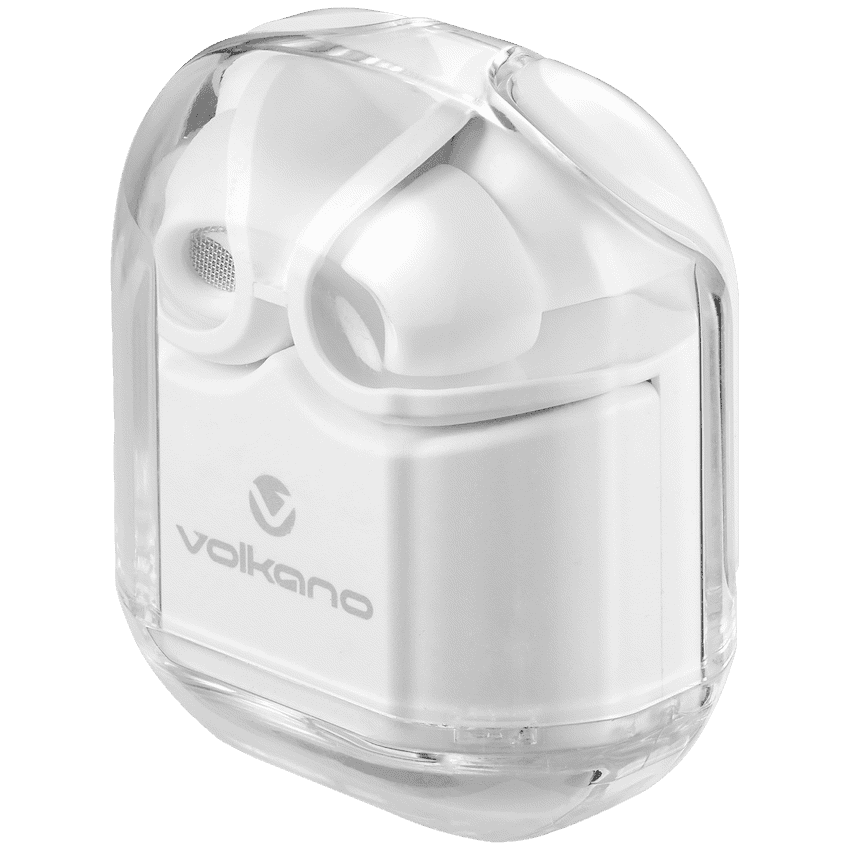 Volkano Crystalline Series TWS Earphone – White – Hardbox