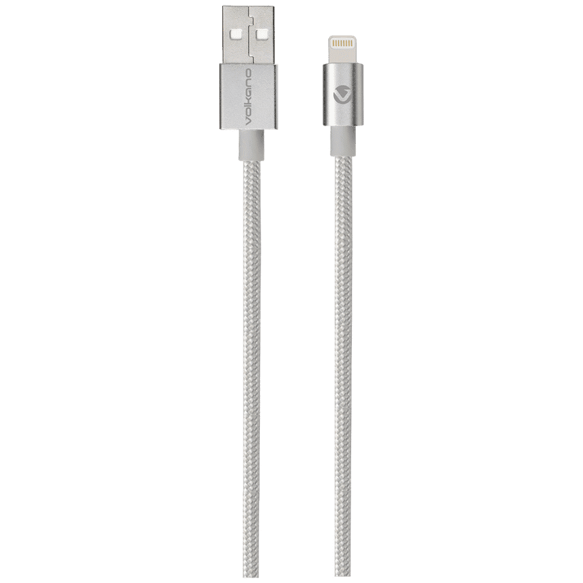 Volkano Strike Series 1.2m MFI Lightning Charge/Data Cable – Silver