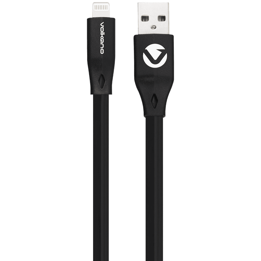 Volkano Slim Series Flat PVC Lightning Cable 1.2m – Black