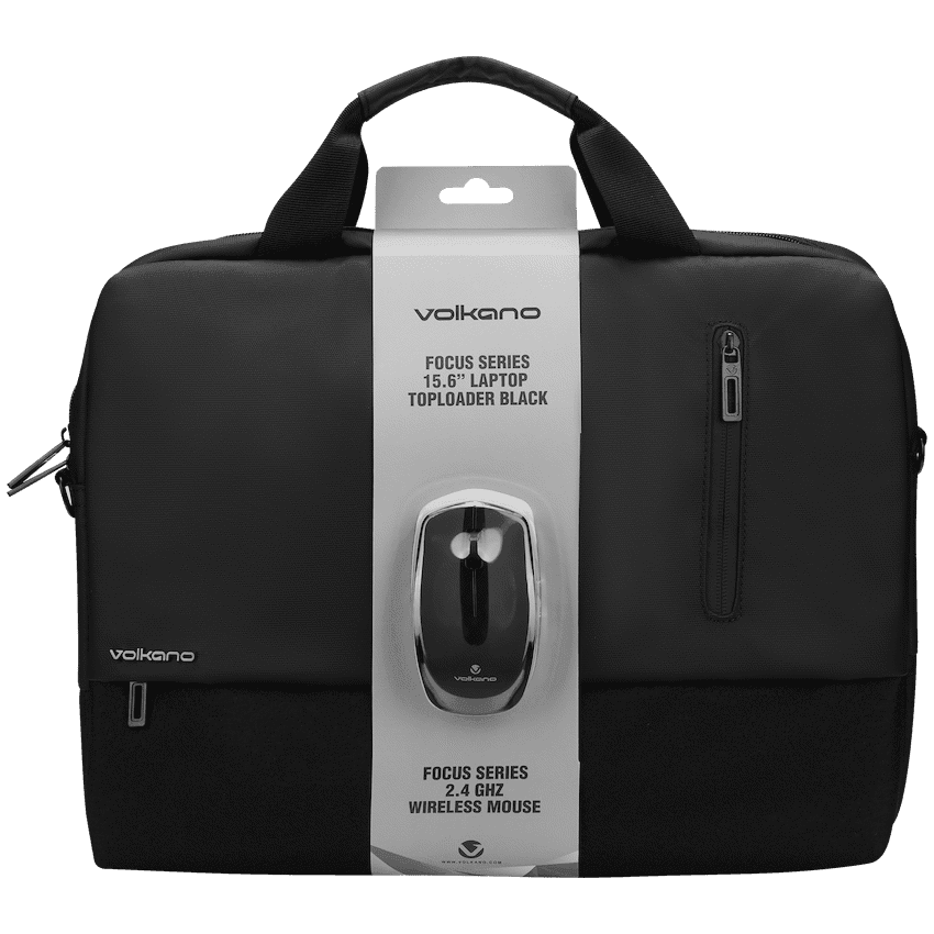 Volkano Focus Series 15.6″ Laptop Toploader & Wireless Mouse