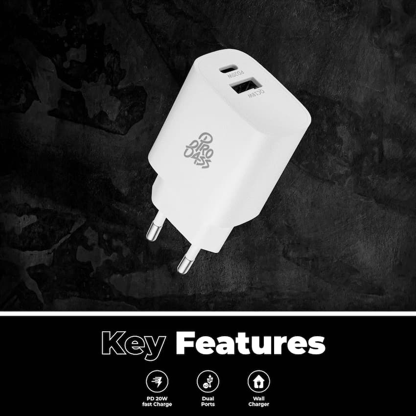 Pro Bass Rapidcharge Series 20w+18w Dual USB and Type-C Wall Charger thumbnail 4