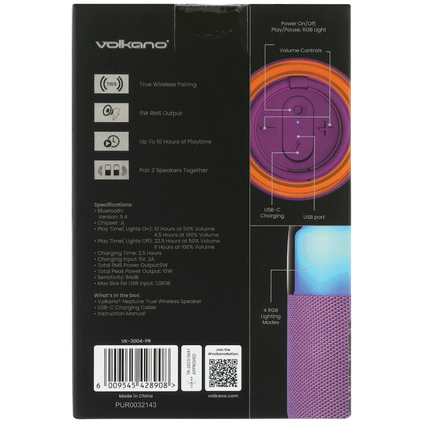 Volkano Neptune Bluetooth Wireless Speaker thumbnail 25