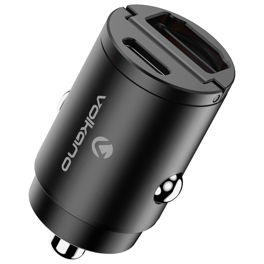Volkano Veilix Series 45w PD Dual USB-A and USB-C Ultra Small Car Charger – Black
