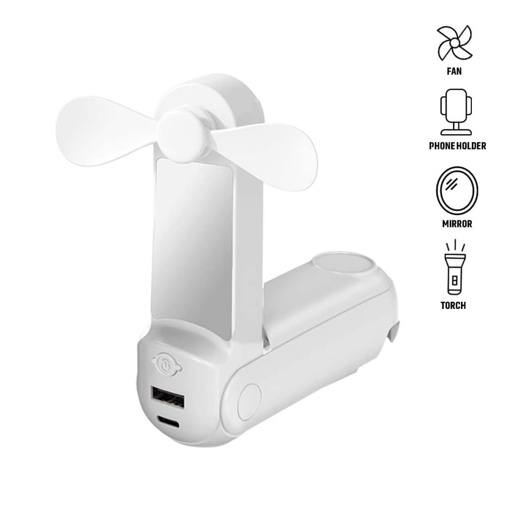 ARCHIE – Giftology 5-in-1 Powerbank Fan with Torch, Phone Holder & Mirror