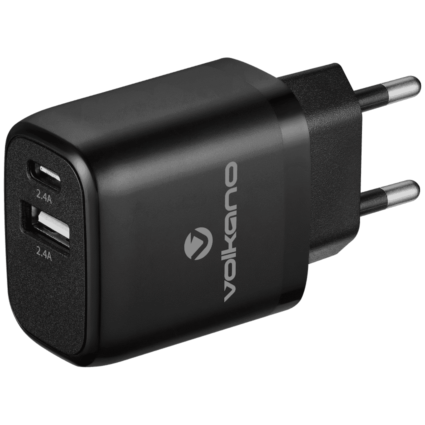 Volkano Volt-C Series Dual USB and USB-C Wall Charger with USB to USB-C Cable Included