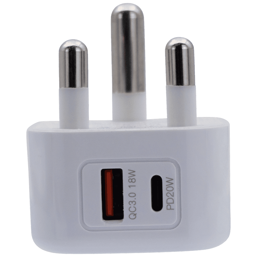 Volkano Robust Series 3-Pin SA to 20w PD + QC 3.0 Wall Charger