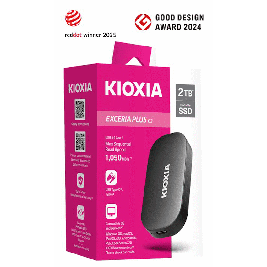 Kioxia Exceria Plus G2 Portable SSD Series, USB 3.2 Gen2 2000gb