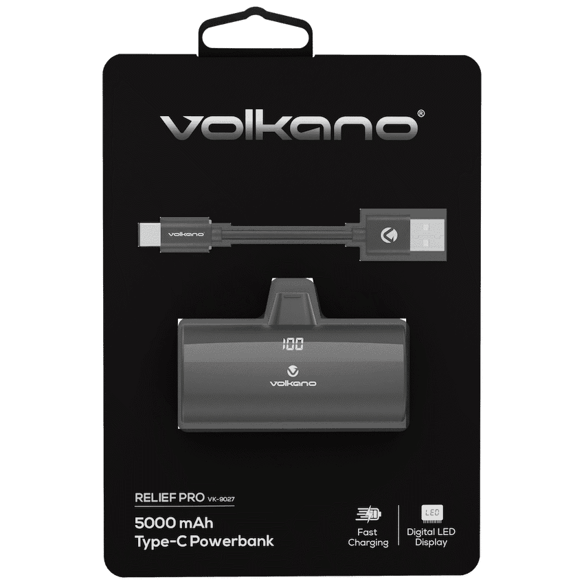 Volkano Relief Pro Power Bank - 5000mah Type-C Direct Plug-in