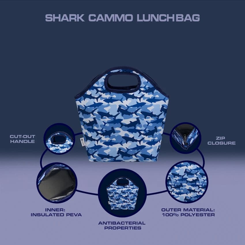 Quest Shark Cammo Lunch Bag Blue