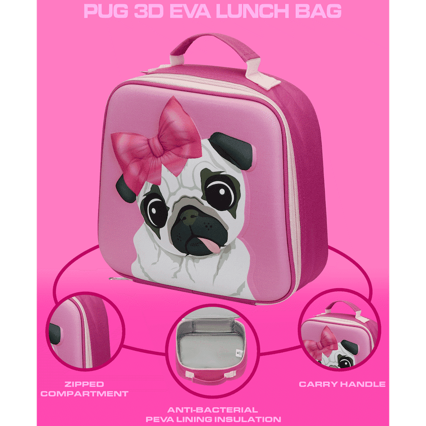Quest Pug 3D EVA Lunch Bag - Pink