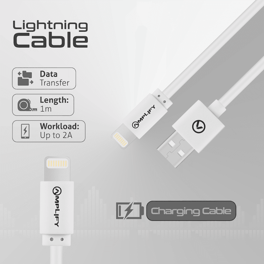 Amplify Lightning Charging Cable for iPhone & iPad - White