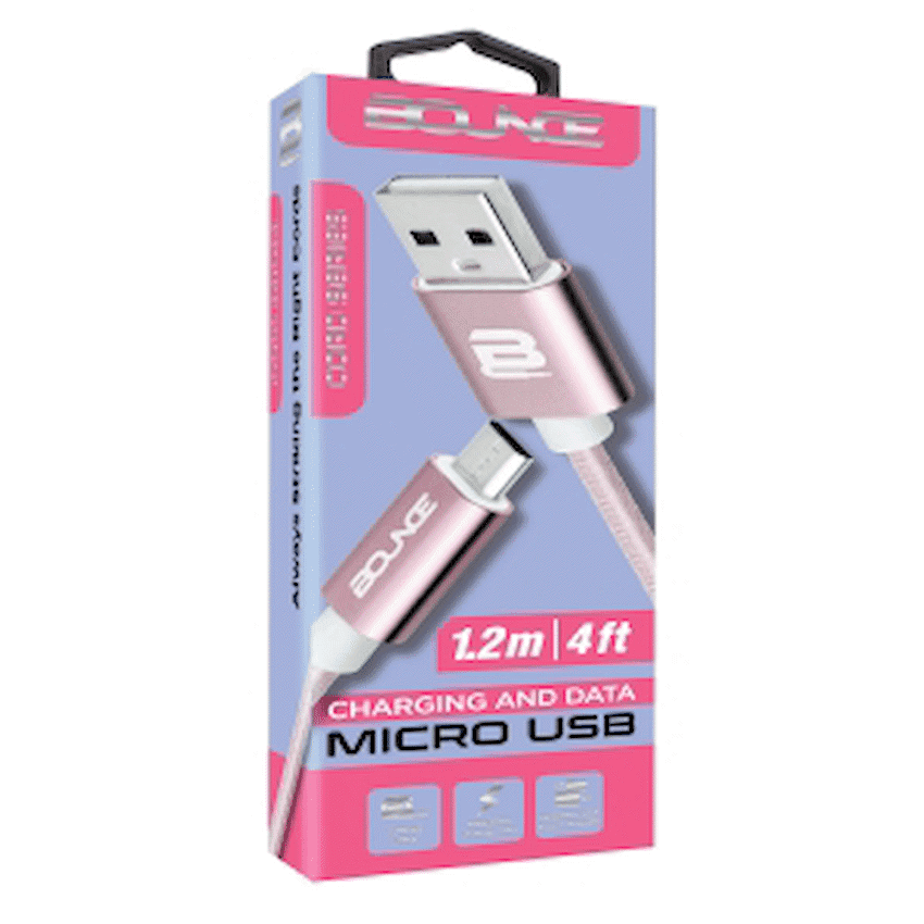 Bounce Cord Series Micro USB Braided Cable 1.2m - Rose Gold
