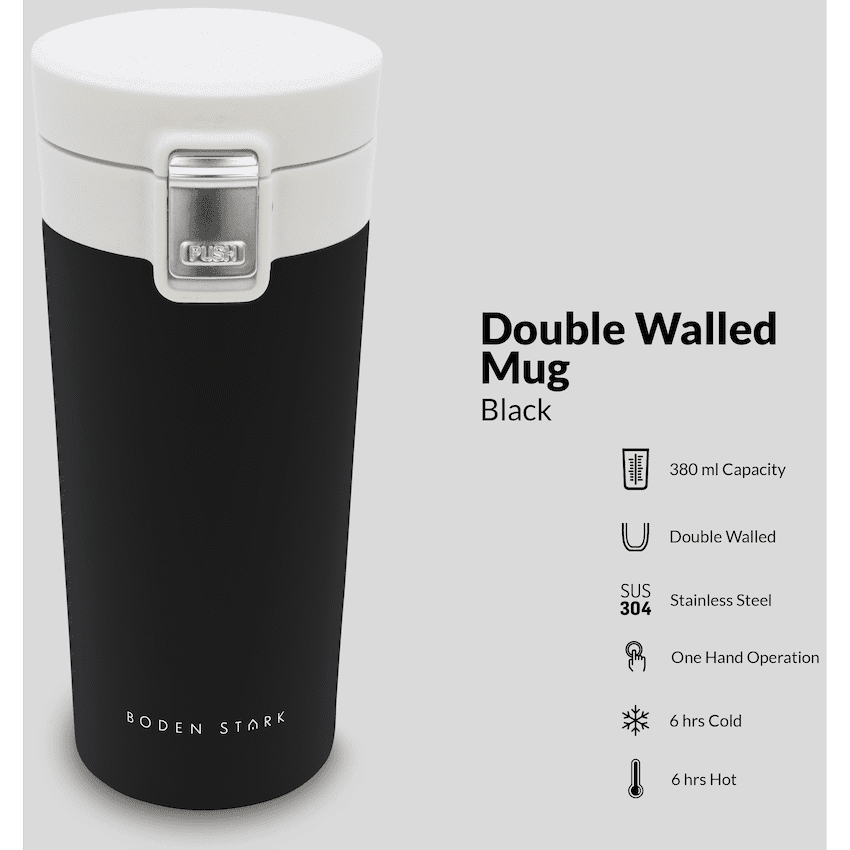 Boden Stark 380ml Travel Mug - Black