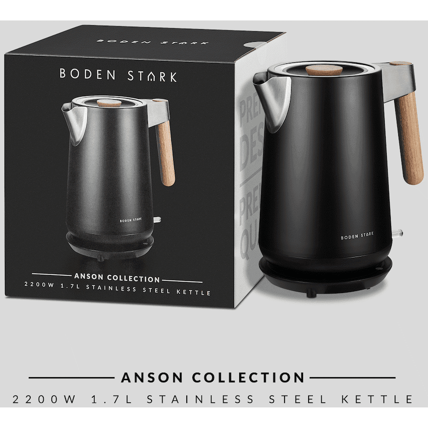 Boden Stark Anson Collection 1.7l 2000w Stainless Steel Kettle - Black