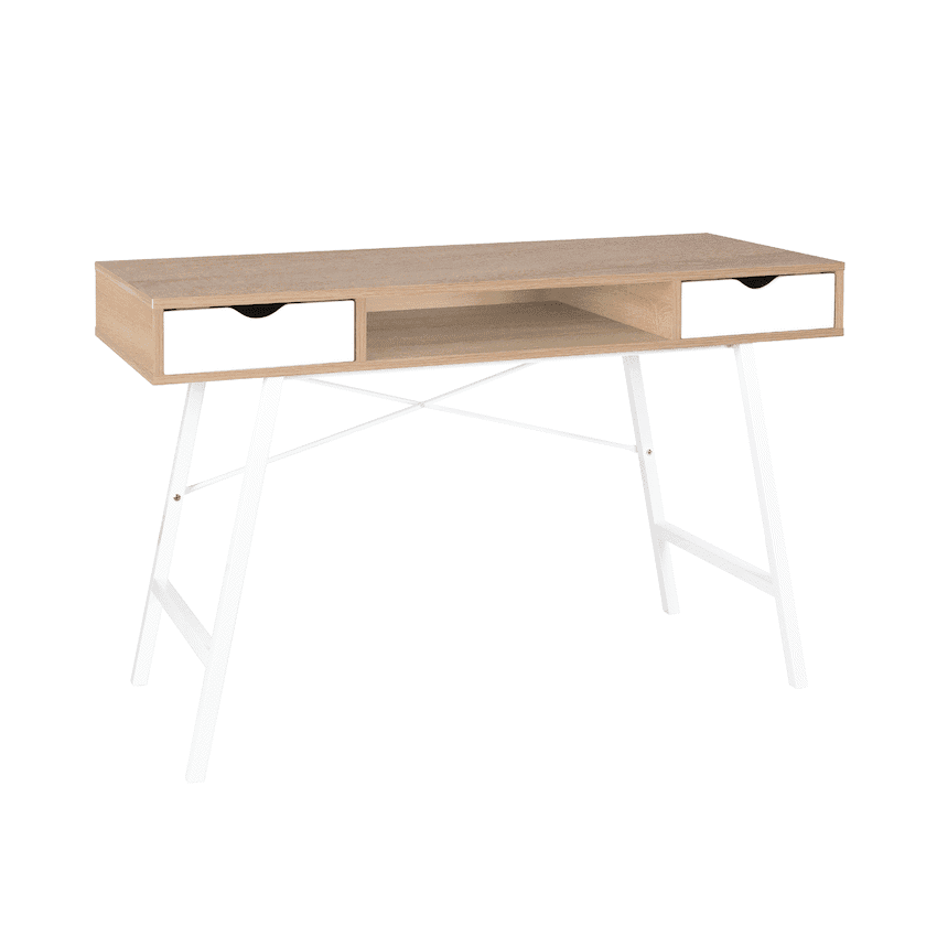 Everfurn Rain Work Desk - Study Desk with Two Drawers, Steel Frame, Adjustable Feet
