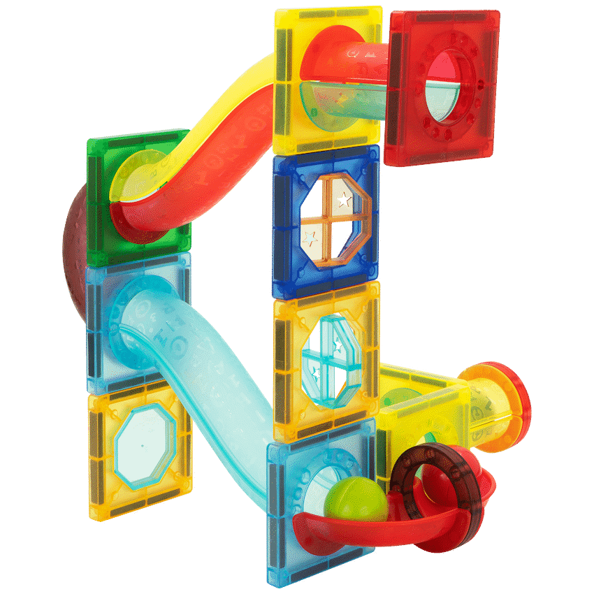 45 Magnetic Tiles and Marble Run Parts