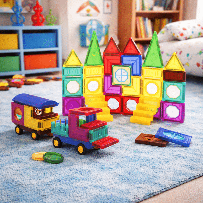 73 Magnetic Tiles, Windows, Stickers and Snowmen