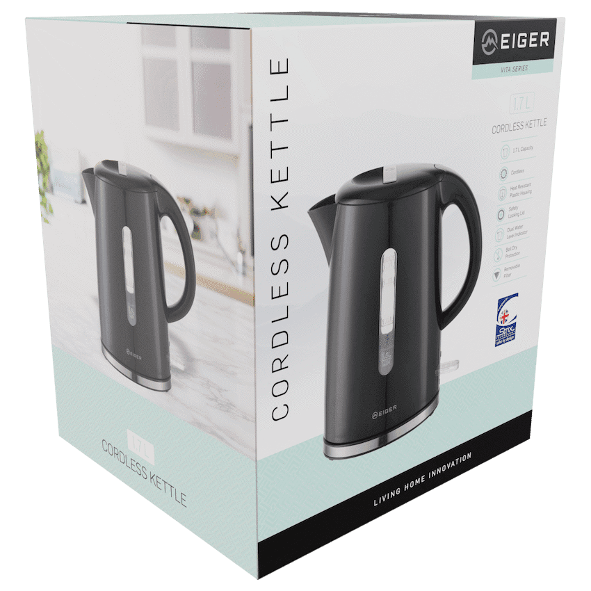 EIGER VITA 1.7L PLASTIC KETTLE BLACK