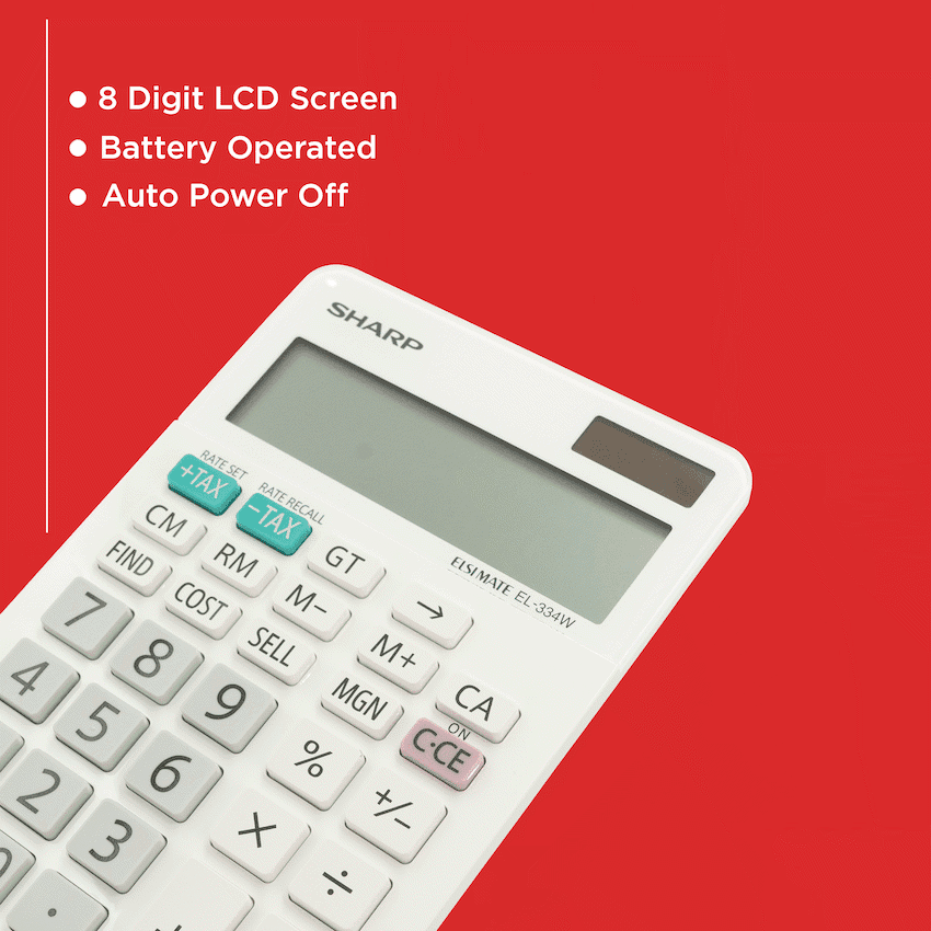 Sharp ElsiMate EL334WB - 12 Digit Desk Calculator
