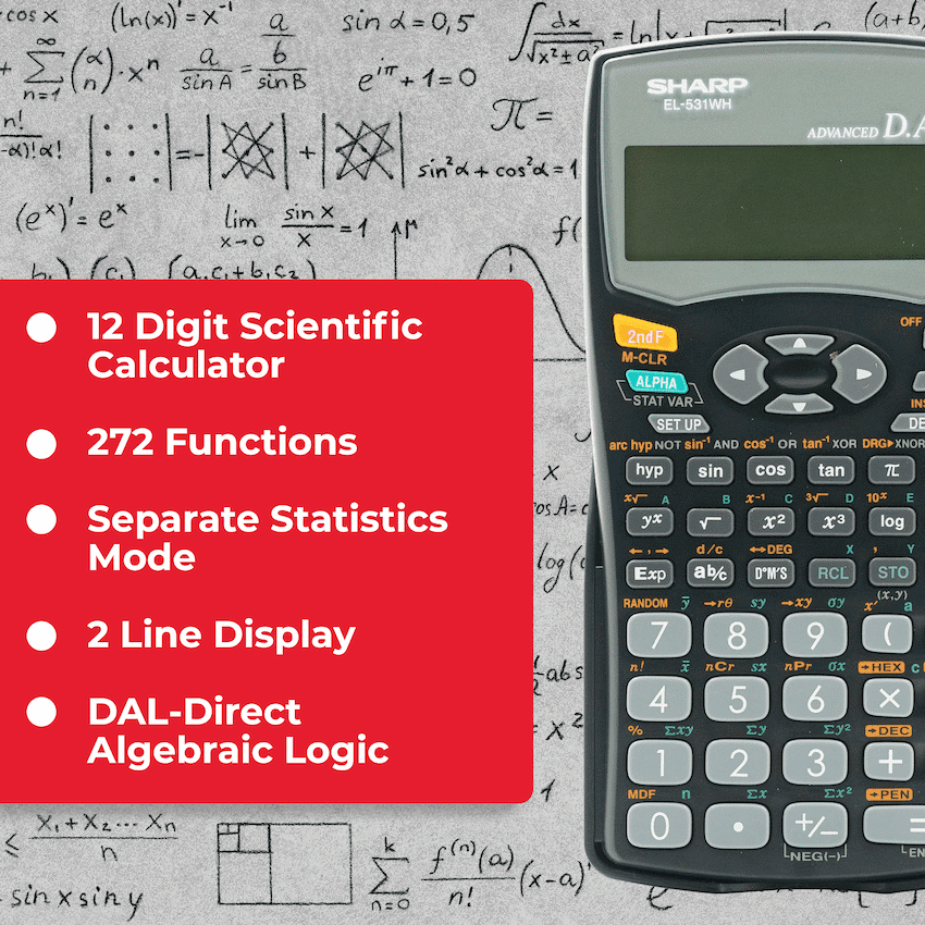 Sharp EL531 WH-BBK - Scientific Calculator - 272 Functions