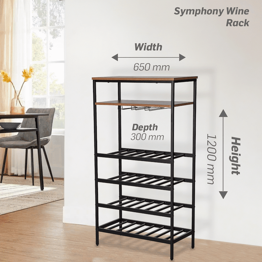 Everfurn Symphony Wine Rack - Steel Frame - Adjustable Feet