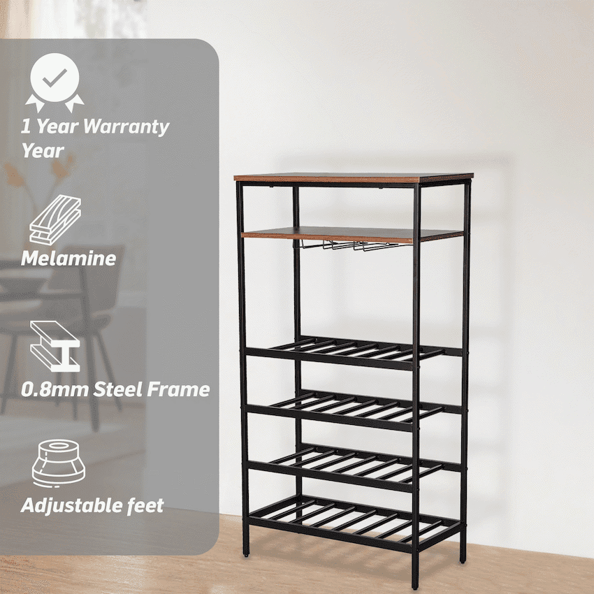 Everfurn Symphony Wine Rack - Steel Frame - Adjustable Feet