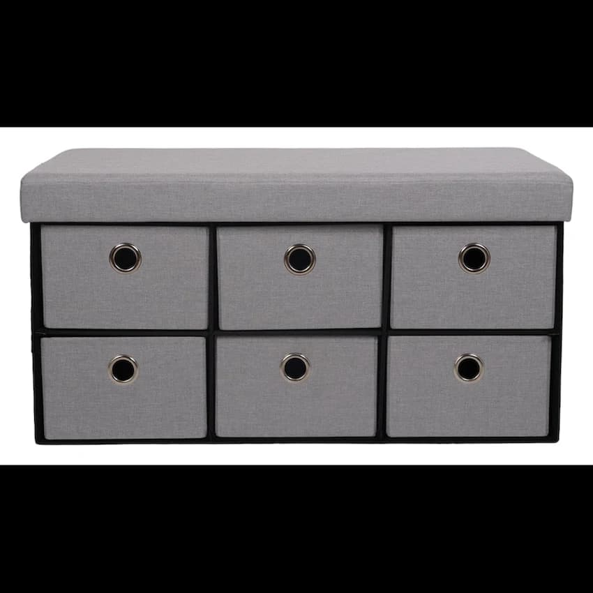 Foldable Storage Ottoman with Six Drawers