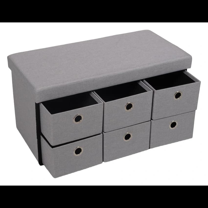 Foldable Storage Ottoman with Six Drawers