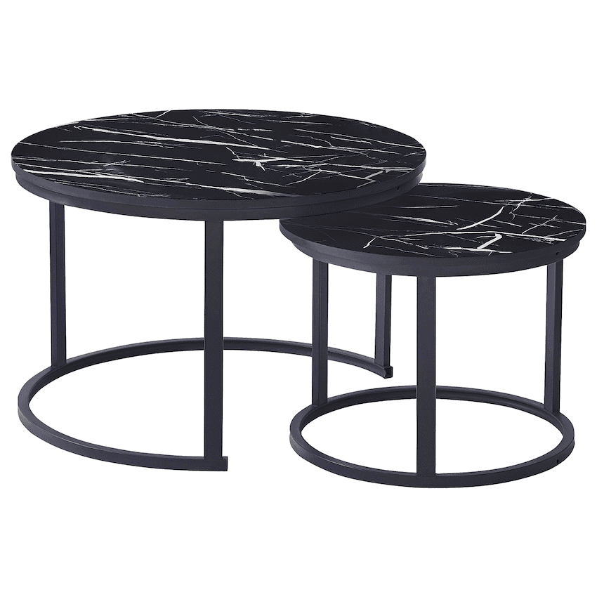 Everfurn Indus Nesting Coffee Table Black 2 Piece