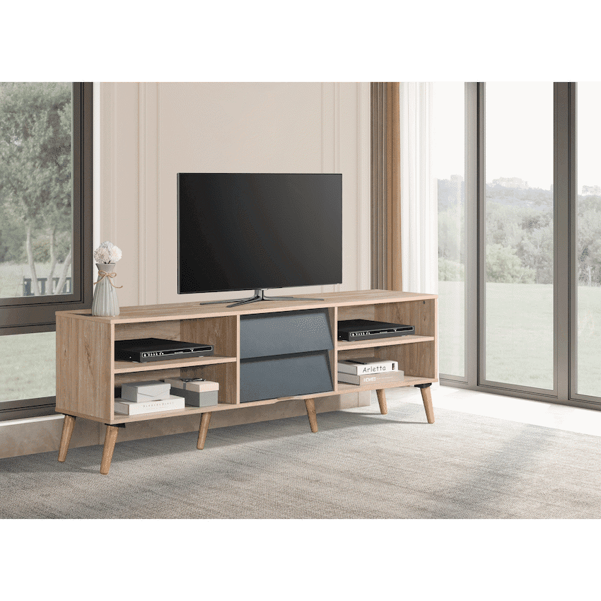 Everfurn Everest Tall TV Stand - 2 Drawers